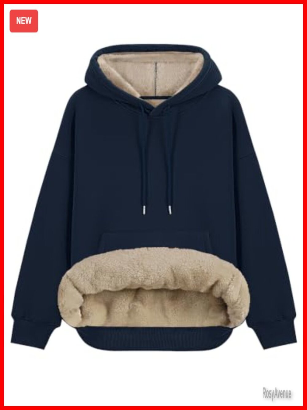 Sherpa Lined Fleece Hoodie Oversized Pullover Winter Warm